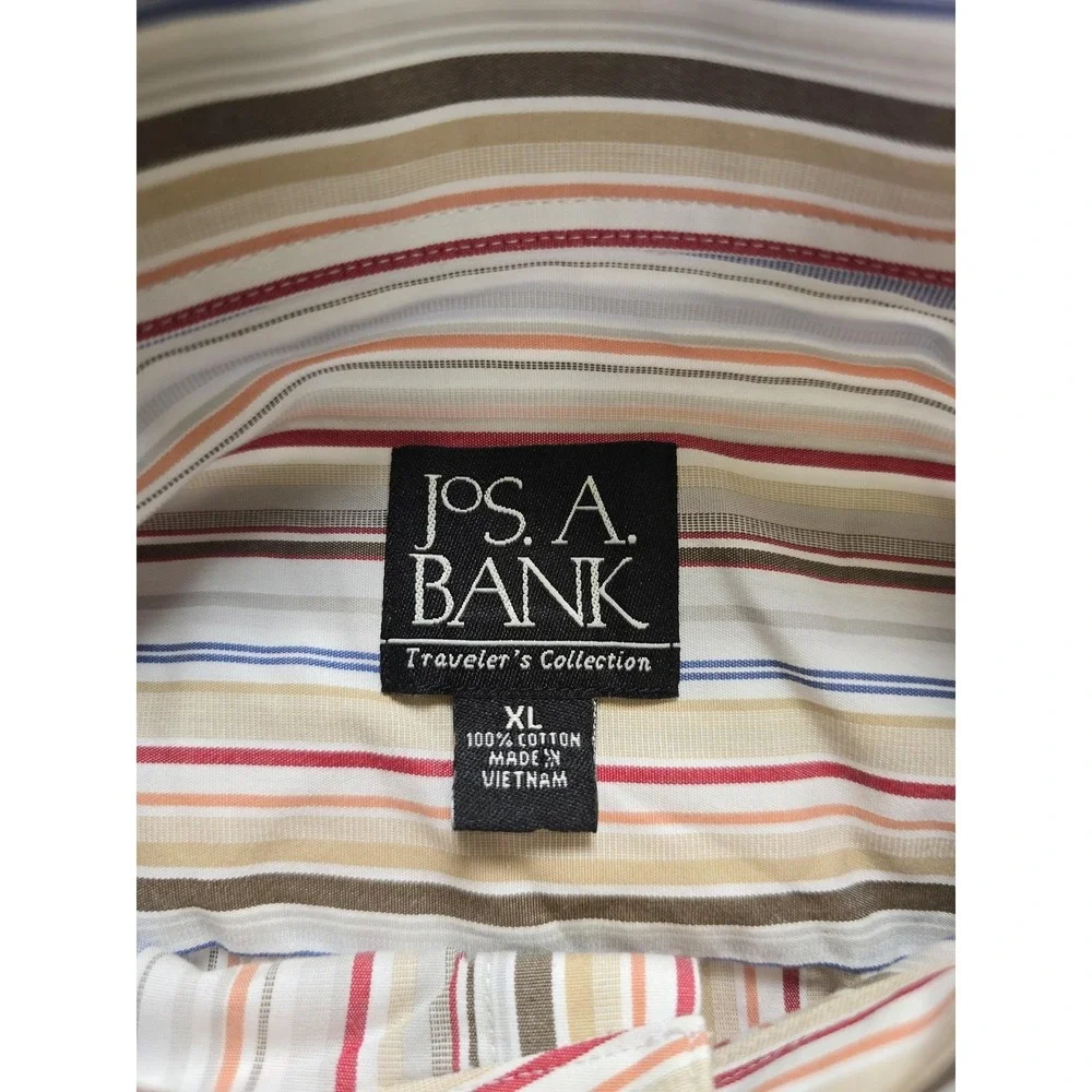 Jos. A. Bank Shirt Mens XL‎ Multicolor Stripe Traveler's Collection Long Sleeve